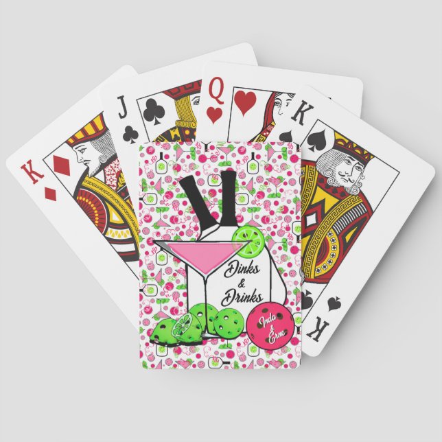 Pickleball Cocktails Dinks & Drinks Personalized Playing Cards (Back)
