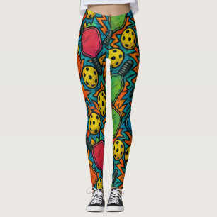 Pickleball Colourful Paddle Pattern Urban Art Leggings