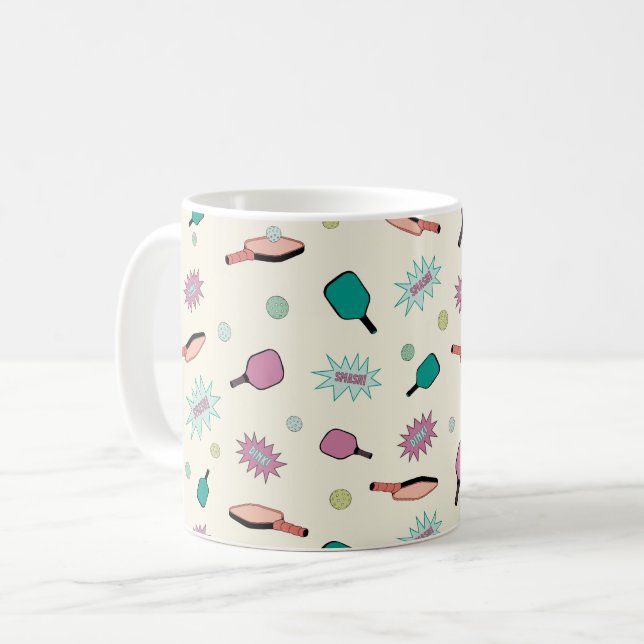 Pickleball! Colourful Pattern Coffee Mug (Front Left)