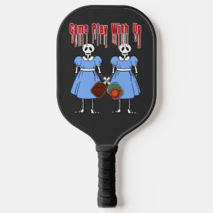 Pickleball Come Play with Us Horror Movie Twins Paddle