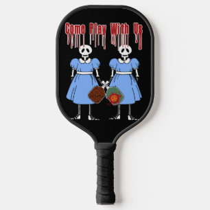 Pickleball Come Play with Us Horror Movie Twins Pickleball Paddle