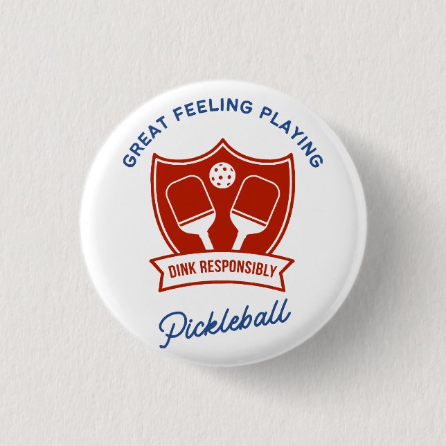 Pickleball cool design to wear 1 inch round button (Front)