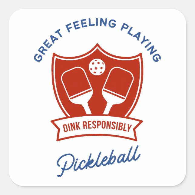 Pickleball cool design to wear square sticker (Front)