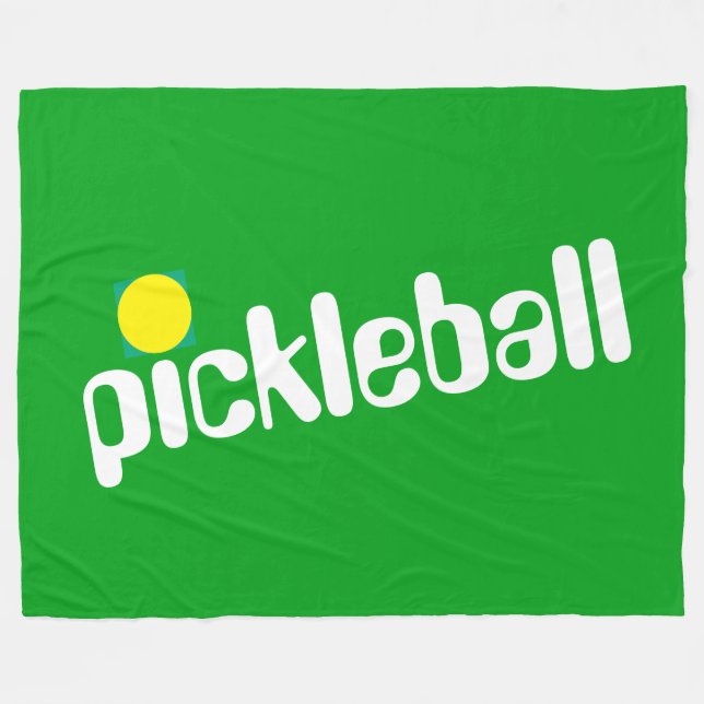 PICKLEBALL Cool Diagonal Text On Bright Green Fleece Blanket (Front (Horizontal))