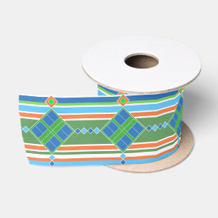 Pickleball Court Party Green Blue Orange  Satin Ribbon