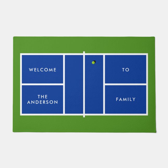 Pickleball Court Personalized Text Doormat (Front)