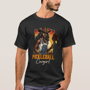 Pickleball Cowgirl Western Black Cowgirl Picklebal T-Shirt