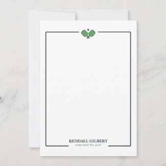 Pickleball Custom Name Notecard | Navy Green