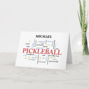 Pickleball Customizable Name Good Luck in Words Card