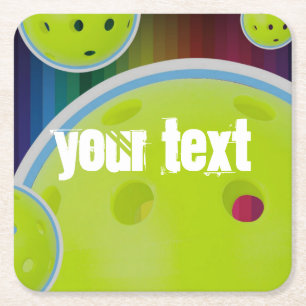 Pickleball Customize Personalize Pickle Ball Fun Square Paper Coaster