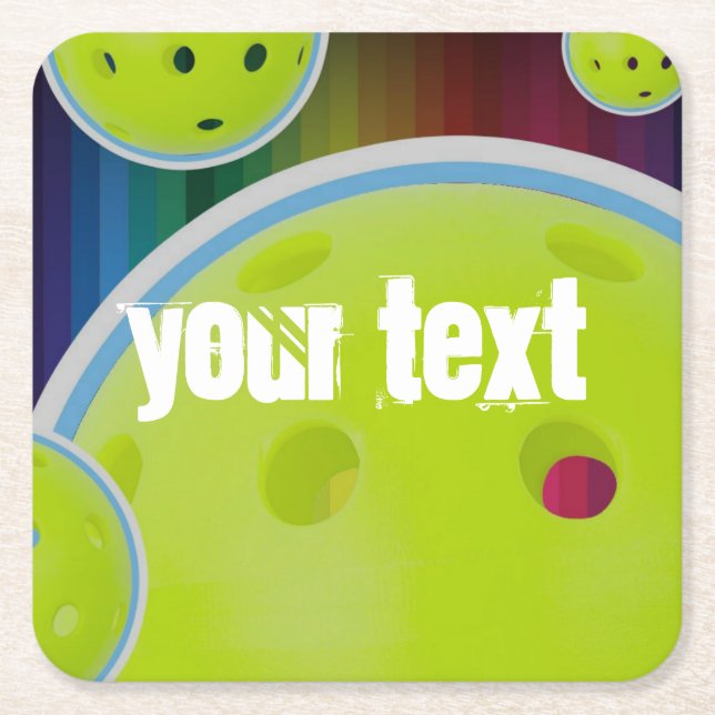 Pickleball Customize Personalize Pickle Ball Fun Square Paper Coaster (Front)