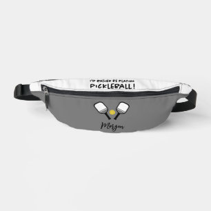 Pickleball Cute Cusomizable Name Sports Grey Black Fanny Pack