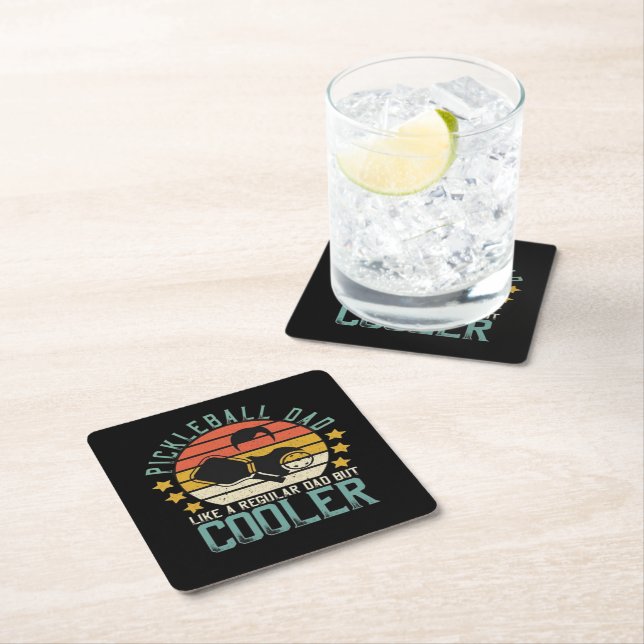 Pickleball Dad Like A Regular Dad But Cooler Square Paper Coaster (Insitu)