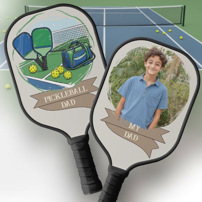 Pickleball Dad Personalized My Dad Photo Paddle (Pickleball Dad paddles with photo of son or daughter (or easy edit to "our dad"))
