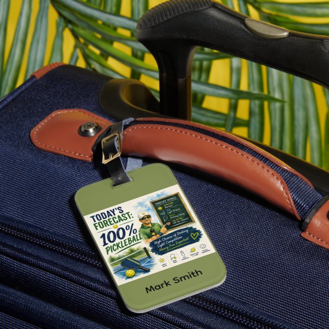 Pickleball Daily Forecast Luggage Tag (Front Insitu 1)
