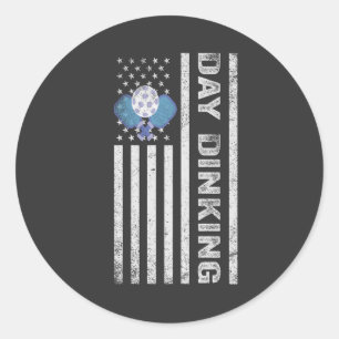  Pickleball Day Dinking American Patriotic Flag   Classic Round Sticker
