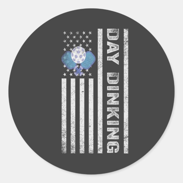  Pickleball Day Dinking American Patriotic Flag   Classic Round Sticker (Front)