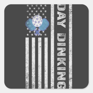  Pickleball Day Dinking American Patriotic Flag   Square Sticker