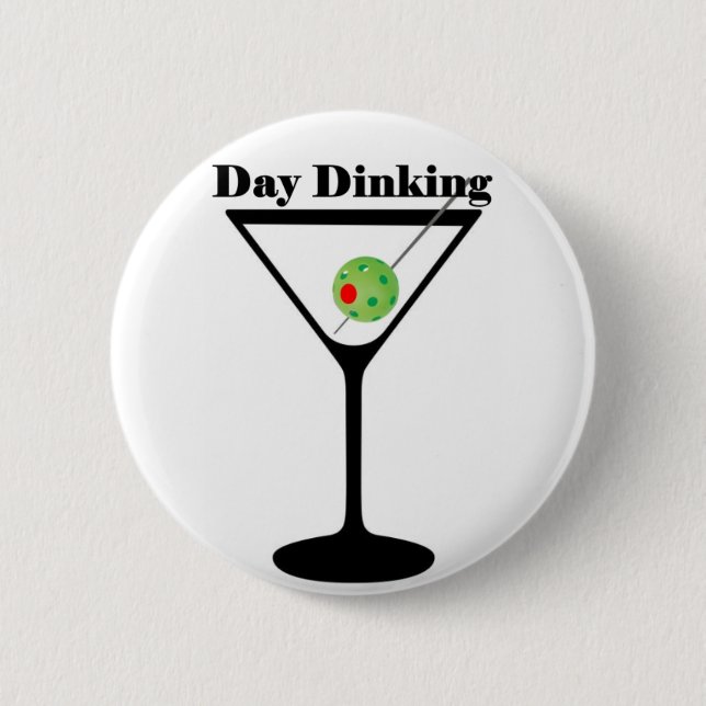 Pickleball Day Dinking Martini Pickleball Olive 2 Inch Round Button (Front)