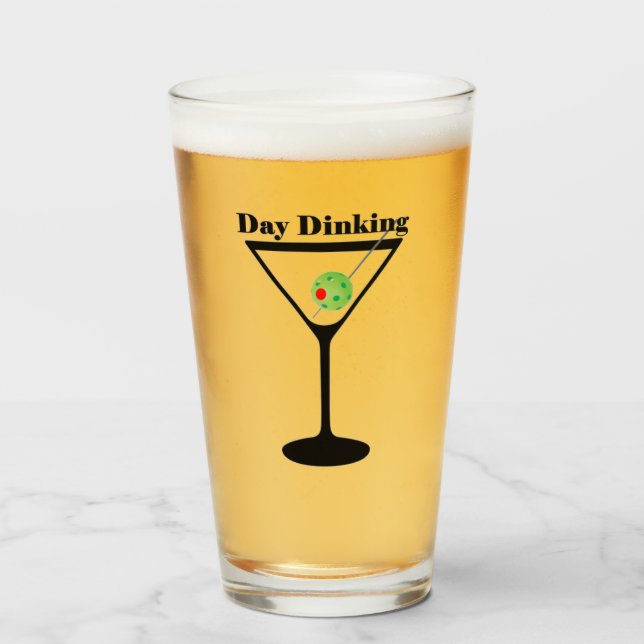 Pickleball Day Dinking Martini Pickleball Olive Glass (Front Filled)