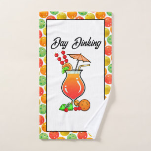 Pickleball Day Dinking Tropical Hurricane Cocktail Hand Towel