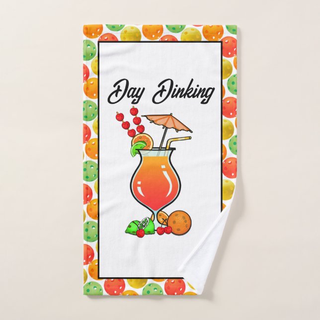 Pickleball Day Dinking Tropical Hurricane Cocktail Hand Towel (Hand Towel)