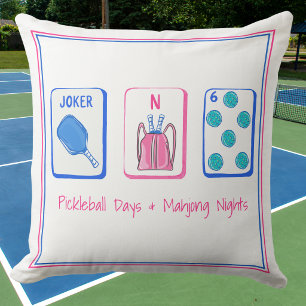Pickleball Days & Mahjong Nights Decorative Throw Pillow