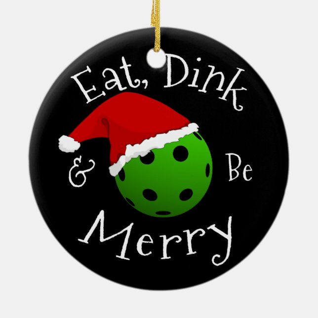Pickleball de Noël dire ornement métallique (Dos)