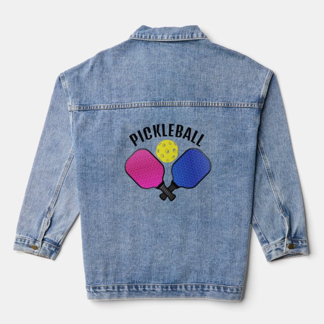 Pickleball Design Denim Jacket (Back)