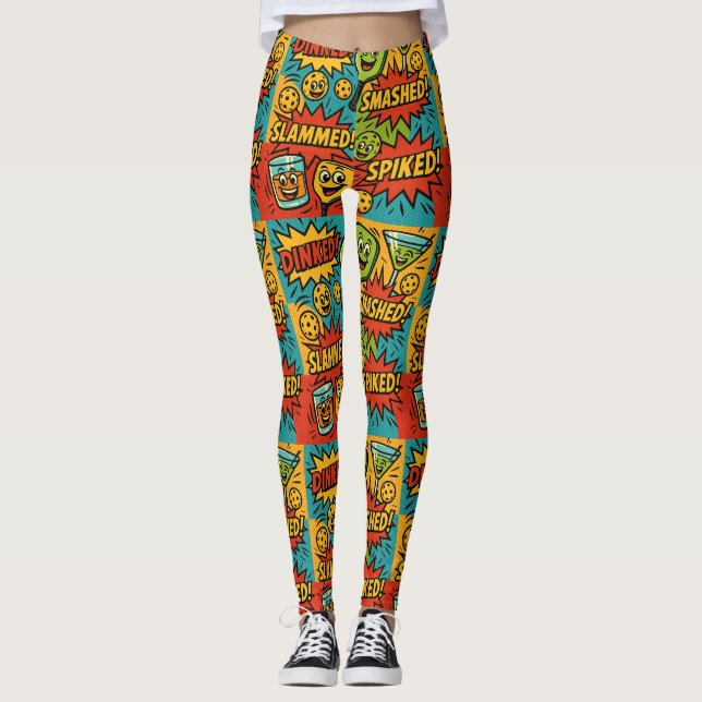 Pickleball DINKED! Leggings With Comic Vibes (Front)