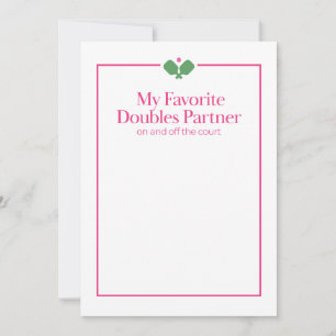 Pickleball Doubles Partner Card Pink Green