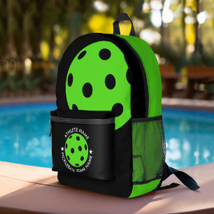 Pickleball Drawing with Custom Sports Name - lime Printed Backpack