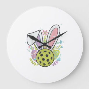 Pickleball Easter T-Shirt Large Clock