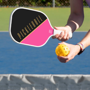 PICKLEBALL Elegant Pink Black Slant Colour Block Paddle