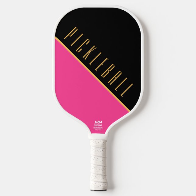 PICKLEBALL Elegant Pink Black Slant Colour Block Pickleball Paddle (Front)