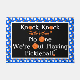 Pickleball Entryway Knock Knock Joke Blue Orange Doormat