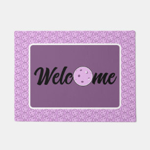 Pickleball Entryway Lavender and White Welcome Doormat