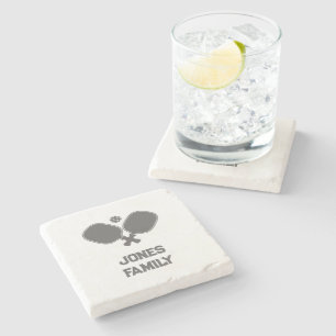 Pickleball Family Name Pickleball Paddle Logo Stone Coaster