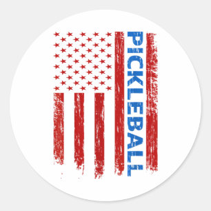 Pickleball Flag - Playing Paddleball Pickleball Am Classic Round Sticker