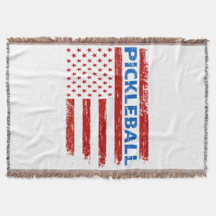 Pickleball Flag - Playing Paddleball Pickleball Am Throw Blanket