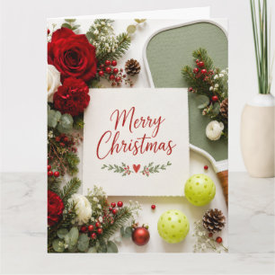 Pickleball Floral Greeting Card   Elegant Holiday 