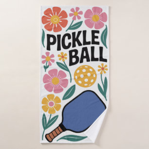 Pickleball Flower Paddle Gift Bath Towel