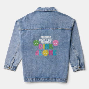 Pickleball for Women Not Dinking Alone Tri-Blend Denim Jacket