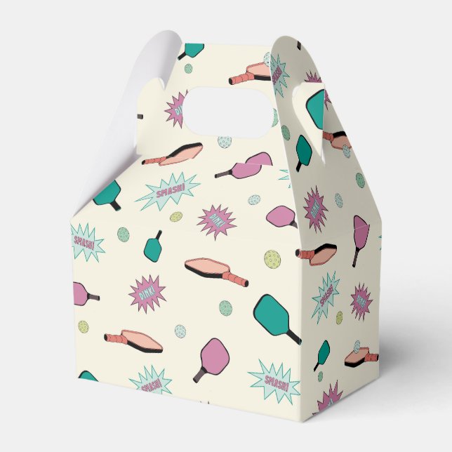 Pickleball! Fun Colourful Pattern Favor Box (Front Side)