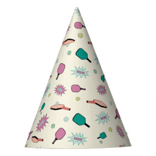 Pickleball! Fun Colourful Pattern Party Hat
