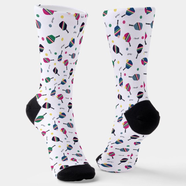 Pickleball Fun Paddle Dink Player Gift Socks (Angled)