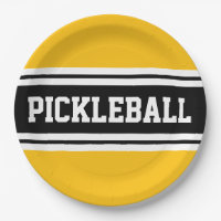 PICKLEBALL Fun Yellow Black White Racing Stripes