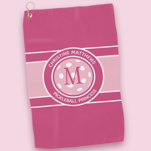Pickleball Funny Custom Quote Name Initial Pink Golf Towel (Pickleball Funny Custom Quote Name Initial Pink Golf Towel)
