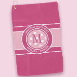 Pickleball Funny Custom Quote Name Initial Pink Golf Towel<br><div class="desc">Classic design features two lines of customizable text for "Pickleball Princess" or a custom saying of choice and name or custom text in a timeless modern font arched over & under an image of a pickleball in light pink. The background pattern is coordinating colourful dark pink & white. Add one...</div>