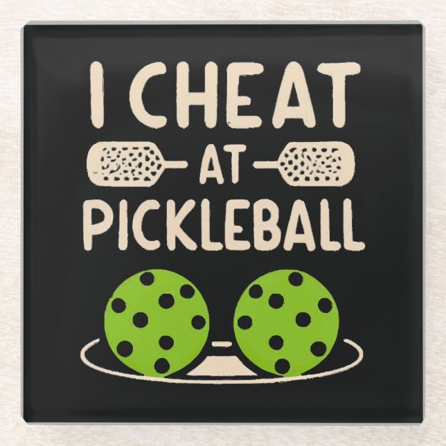 Pickleball Funny Glass Coaster (Front)